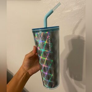 Starbucks Iridescent Tumbler with Aqua Straw